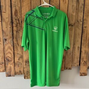 TOPGOLF Mens Geometric Short Sleeve Straight‎ Hem Green Polo T Shirt Size Large